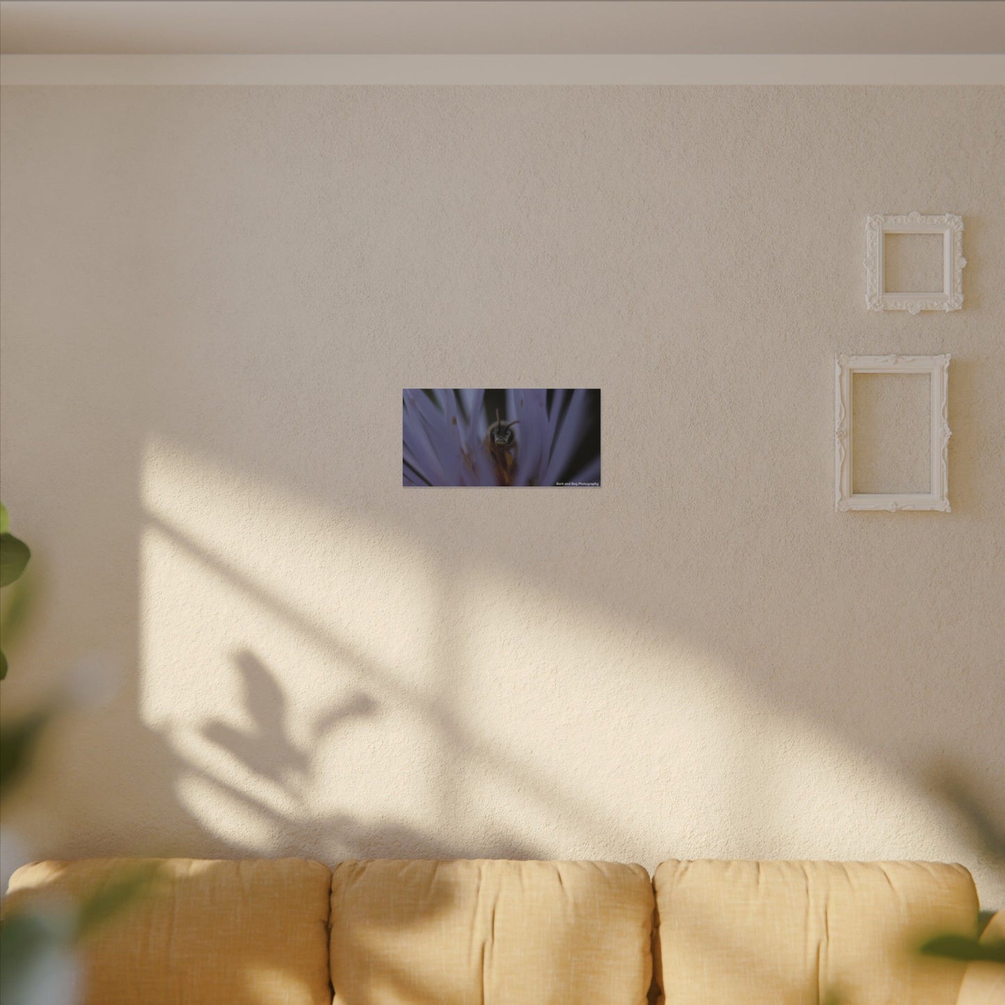 Bee in Purple Flower Canvas | Matte Stretched Wall Art