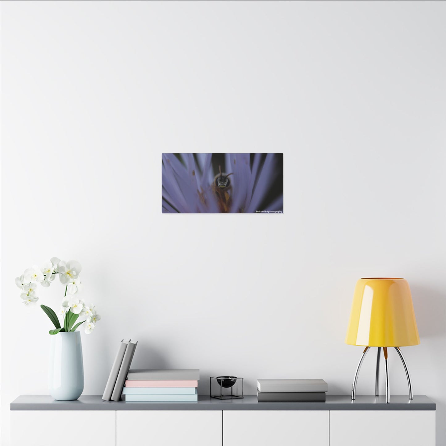 Bee in Purple Flower Canvas | Matte Stretched Wall Art